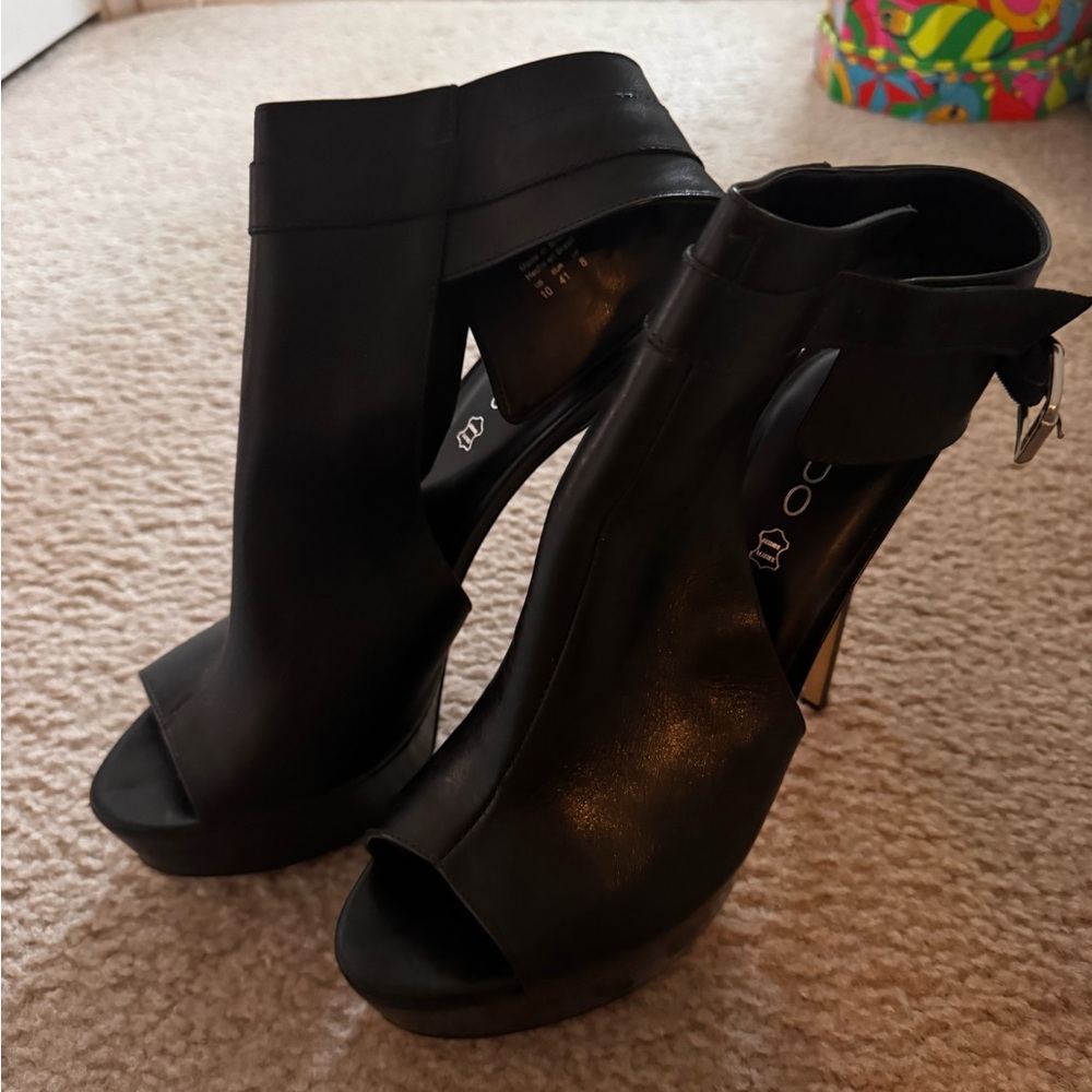 Aldo Elegant Black Open-Toe Heels